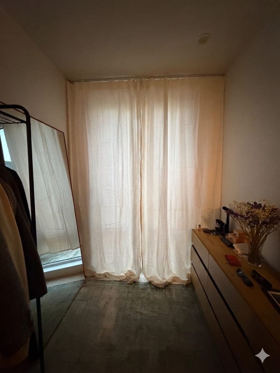 The mirror from the story, leaning in the closet of a New York apartment.